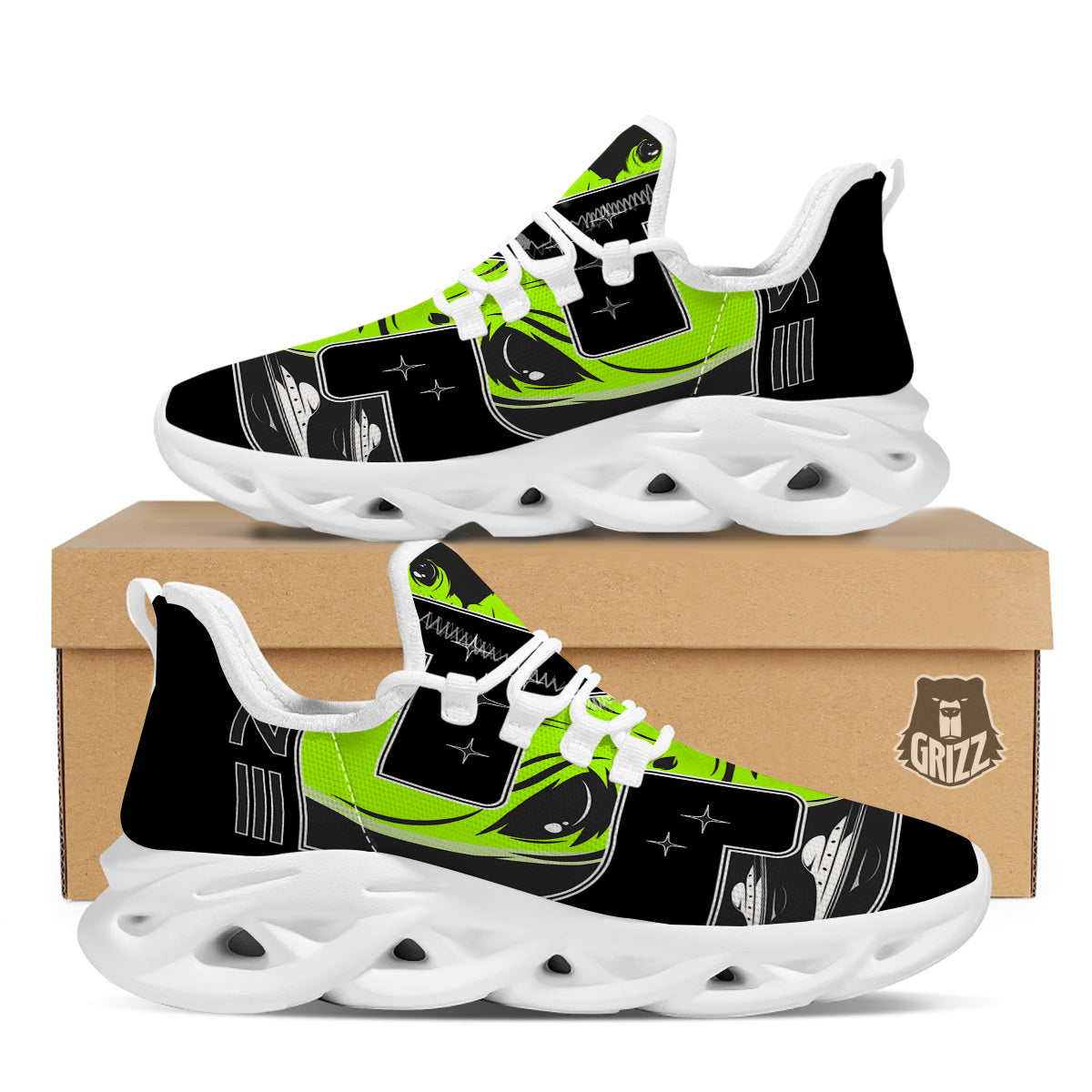Zone 51 Alien And UFO Print White Running Shoes-grizzshop