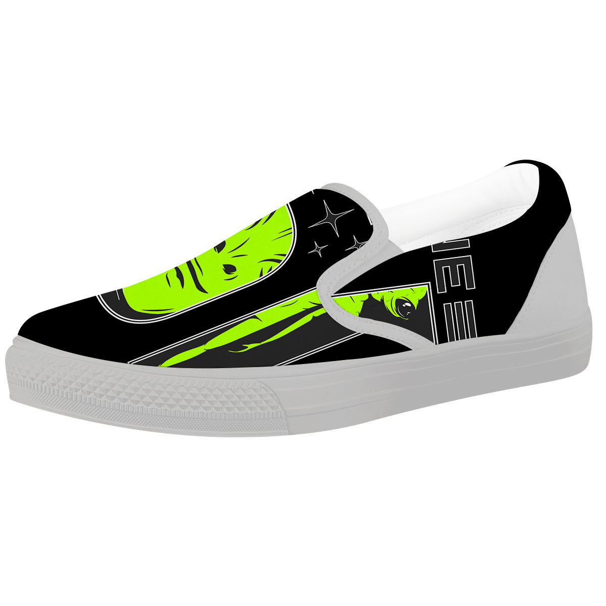 Zone 51 Alien And UFO Print White Slip On Shoes-grizzshop