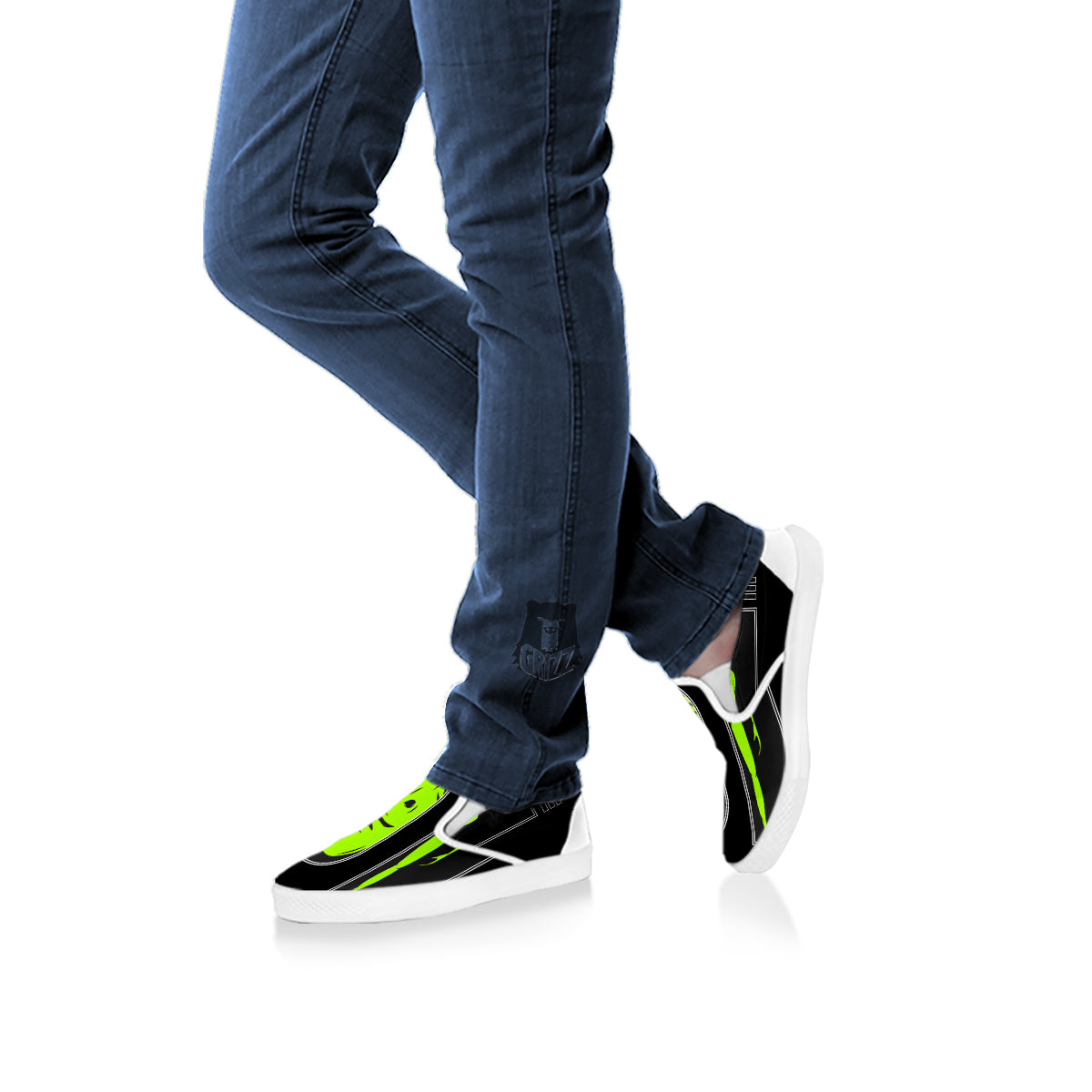 Zone 51 Alien And UFO Print White Slip On Shoes-grizzshop