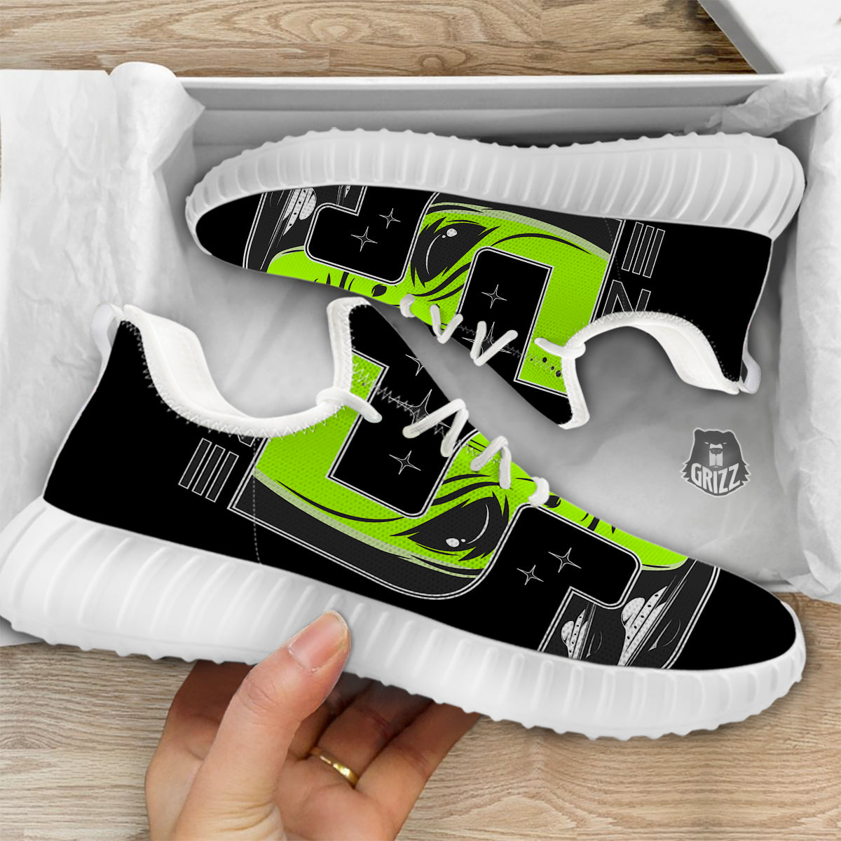 Zone 51 Alien And UFO Print White Walking Shoes-grizzshop