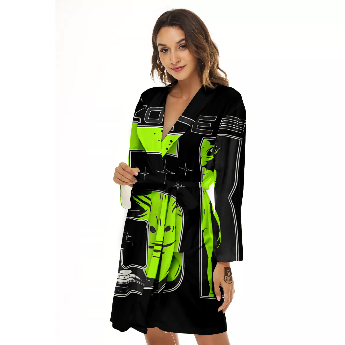 Zone 51 Alien And UFO Print Women's Robe-grizzshop