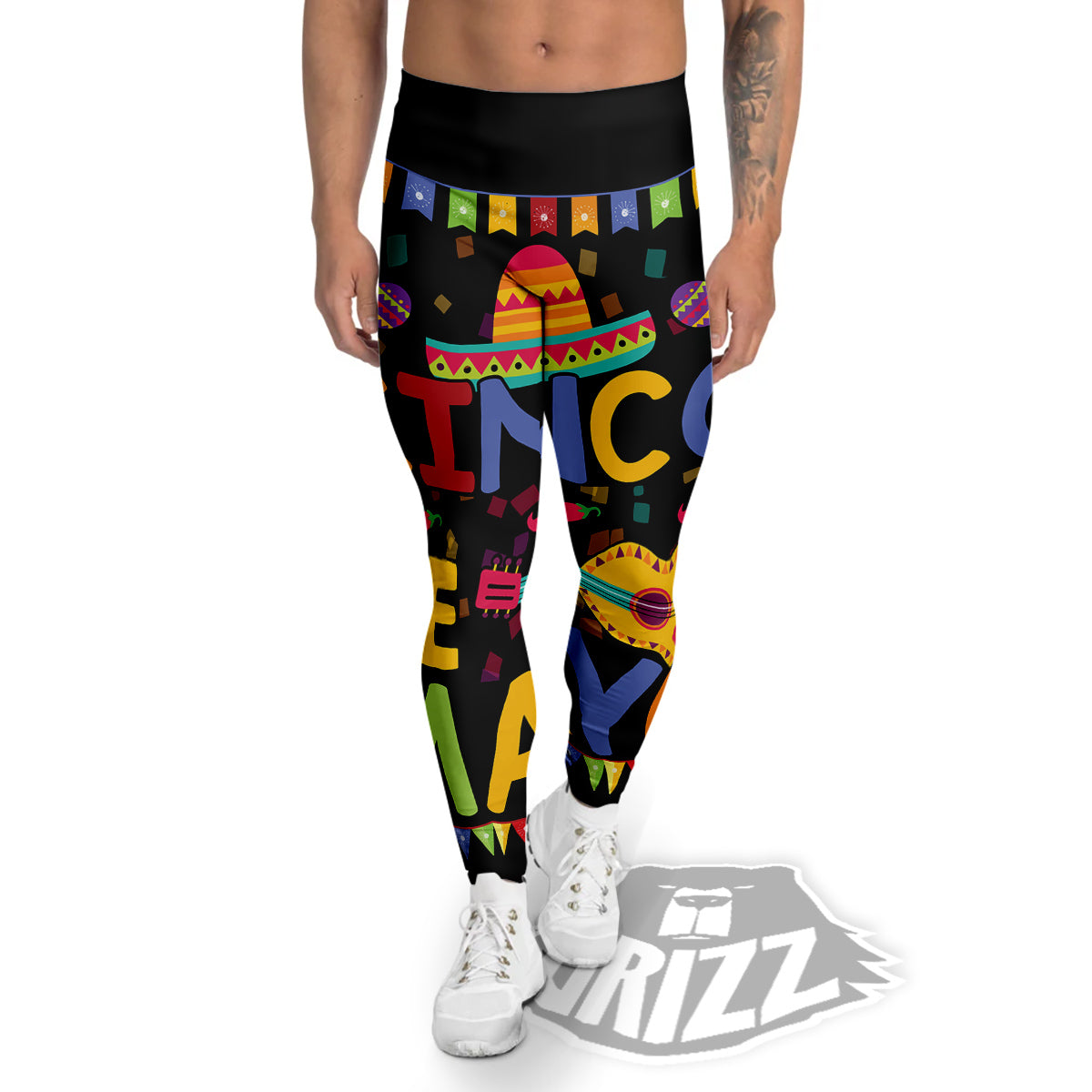 de Mayo Colorful Cinco Print Men's Leggings-grizzshop