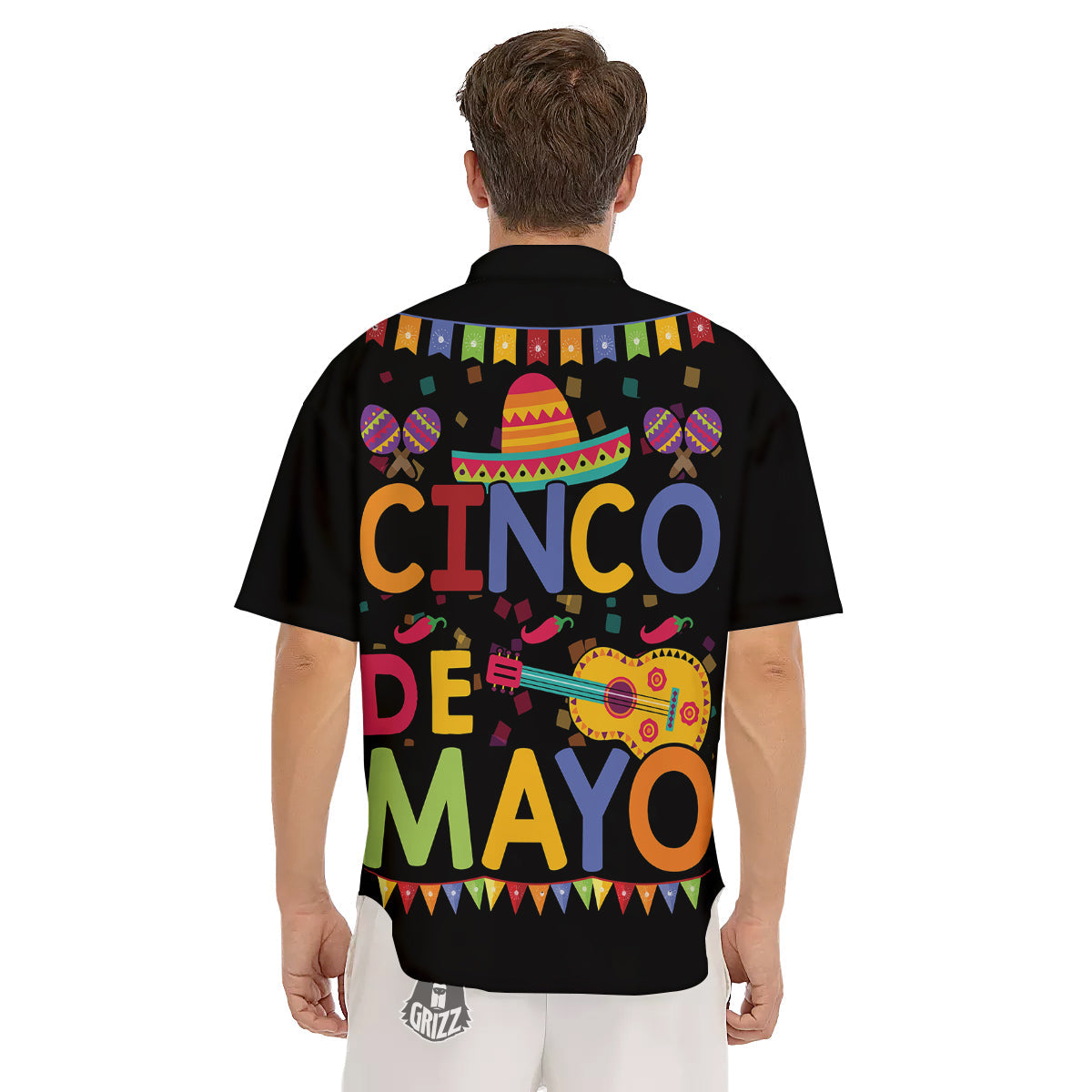 de Mayo Colorful Cinco Print Men's Short Sleeve Shirts-grizzshop