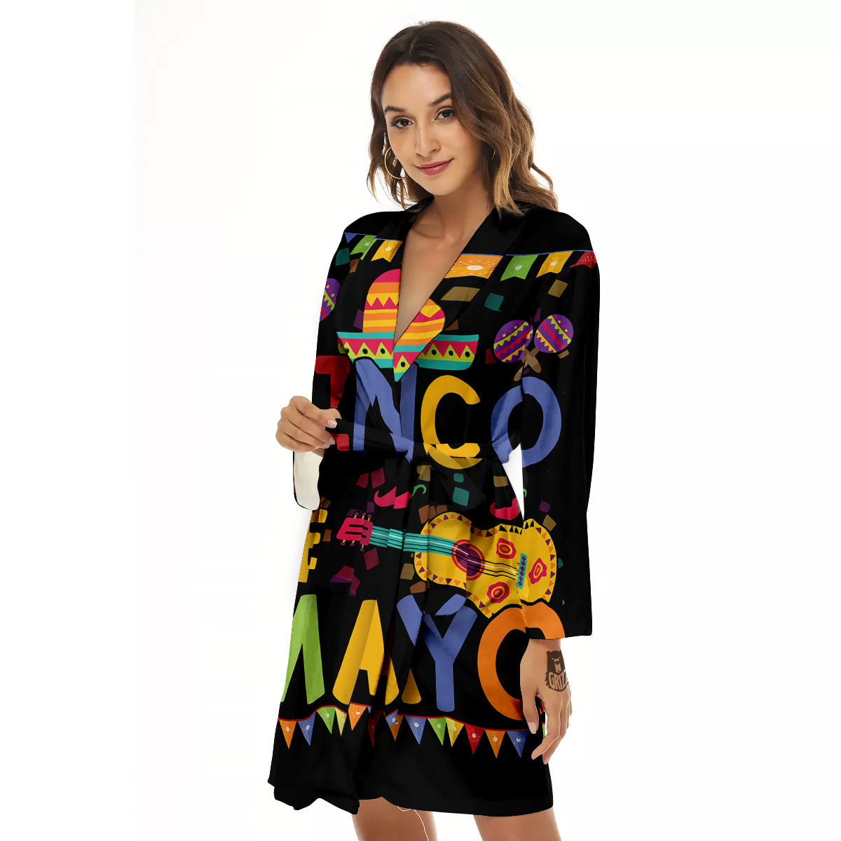 de Mayo Colorful Cinco Print Women's Robe-grizzshop